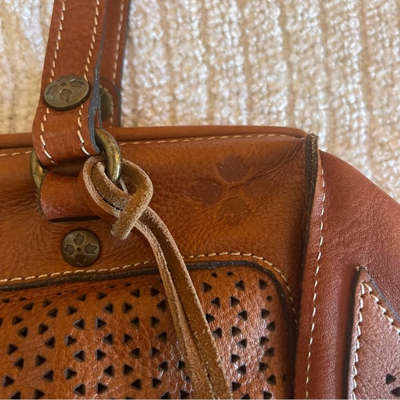 PATRICIA NASH Perforated FRAME Satchel Doctor Bag w/Lock & Key - Picture 7 of 9